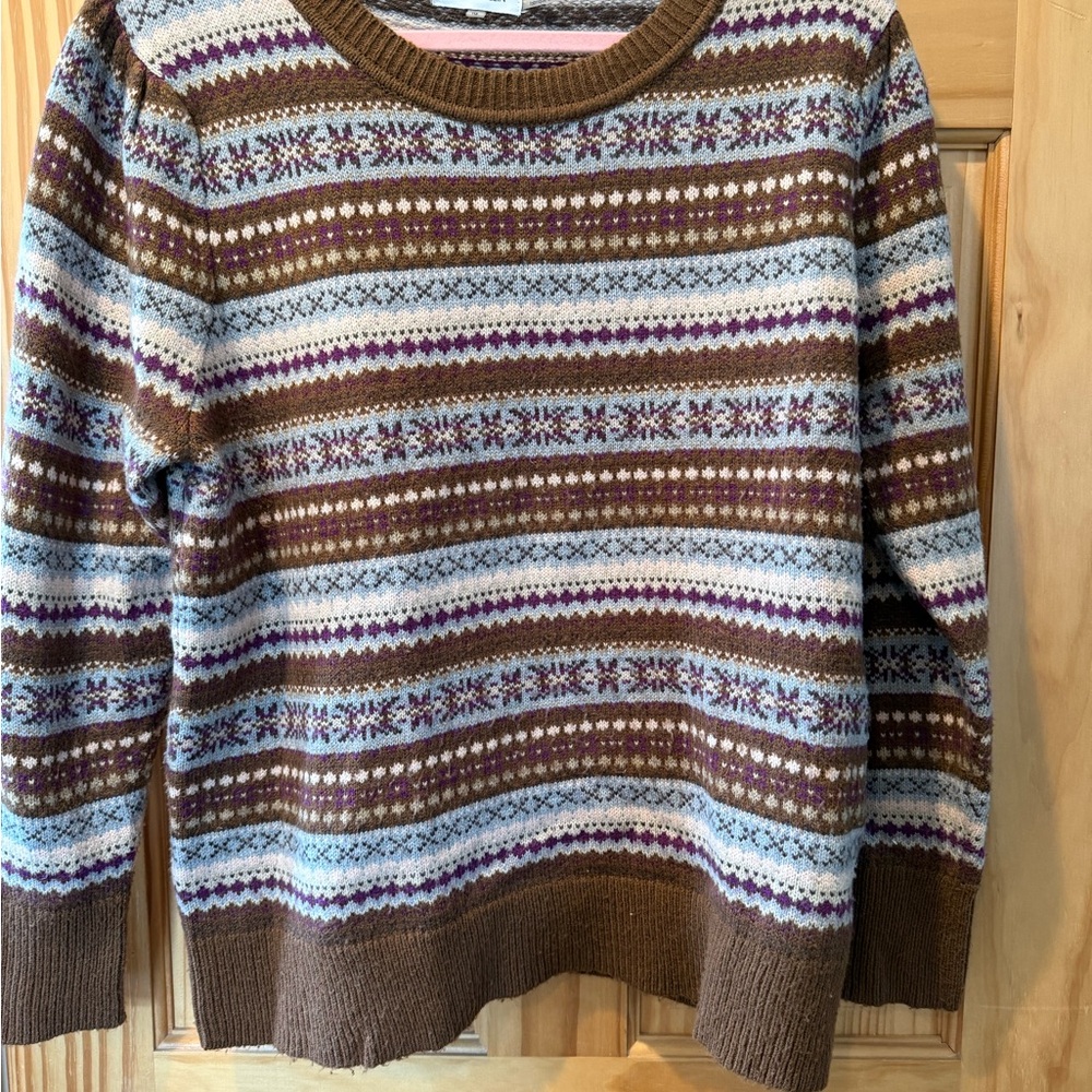 Calvin Klein Fair Isle Patterned Sweater - Brown, Cream, Purple